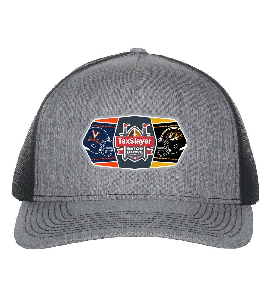 2025 TAXSLAYER GATOR Bowl 2-TEAM Patch Grey/Black Trucker HAT
