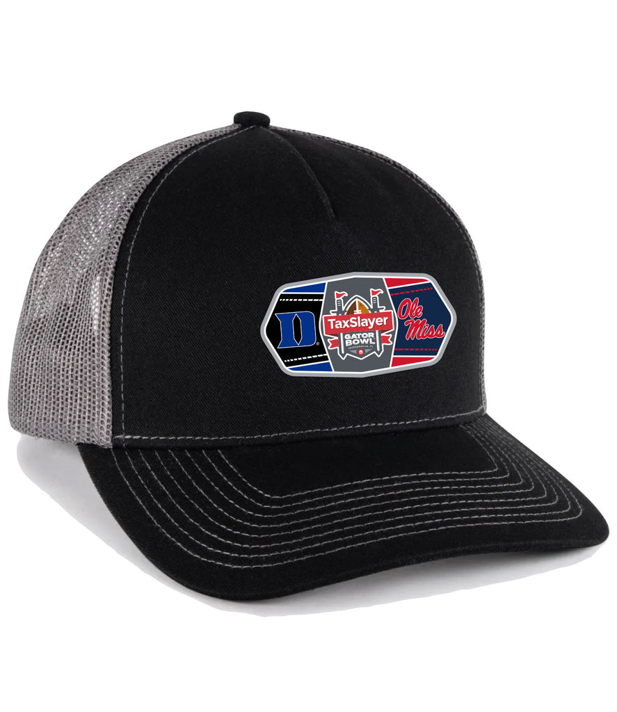 2025 TAXSLAYER GATOR Bowl 2-TEAM Black / Grey Trucker HAT